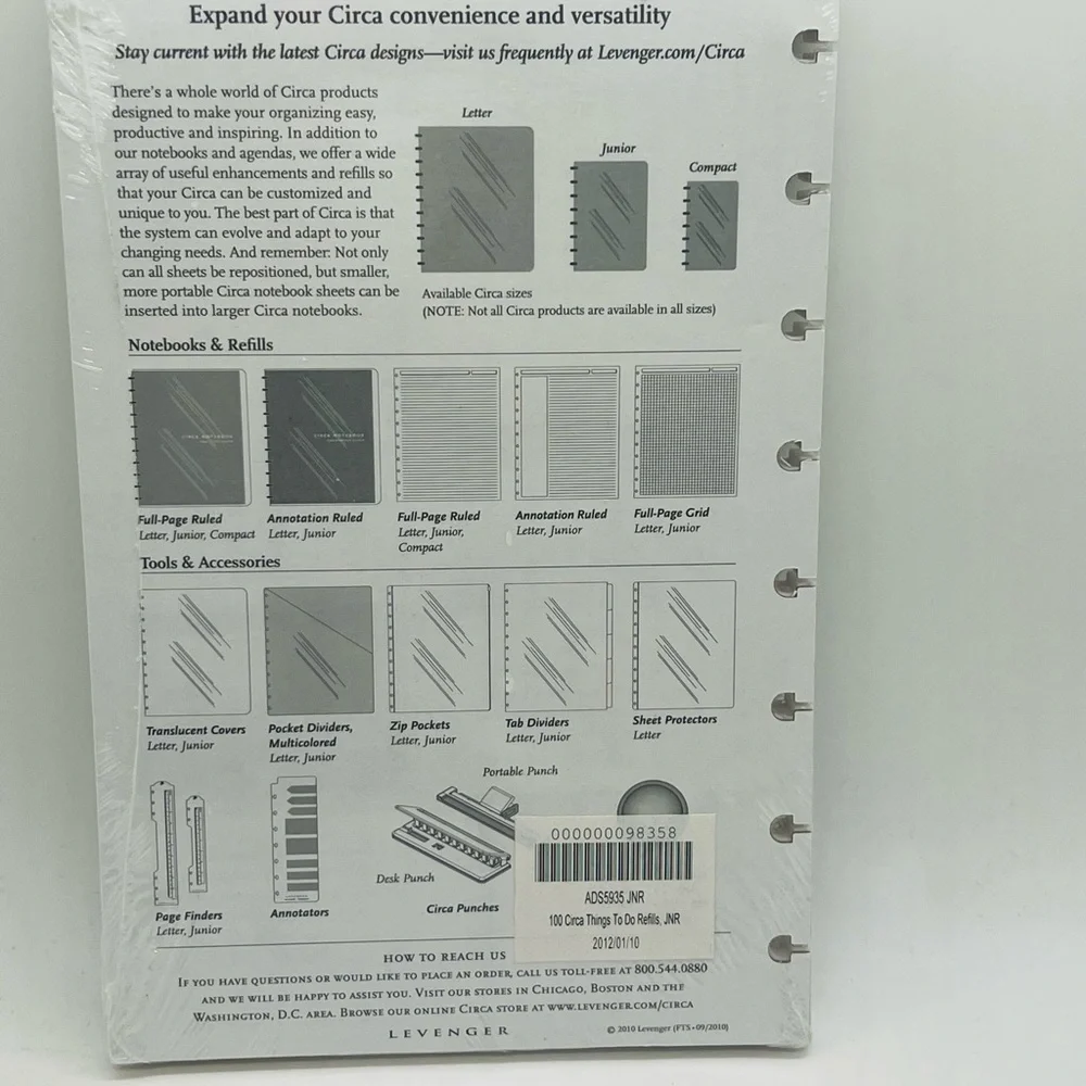 NWT Levenger Circa 100 To-Do Refill Sheets Junior Size 5.5” x 8.5”